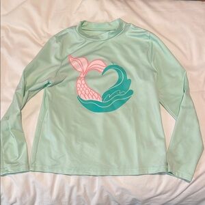 Kids Swim Long Sleeve Rash Guard - Mint Green and Pink